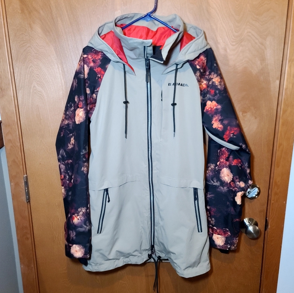 Armada Floral Gypsum Ski Waterproof Snowboard Jacket sz L Hooded
